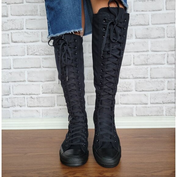 ❤️Converse Chuck Taylor XXHi Sz 10 Women's Knee-high Boots Sneaker Black A12325C - Picture 4 of 8